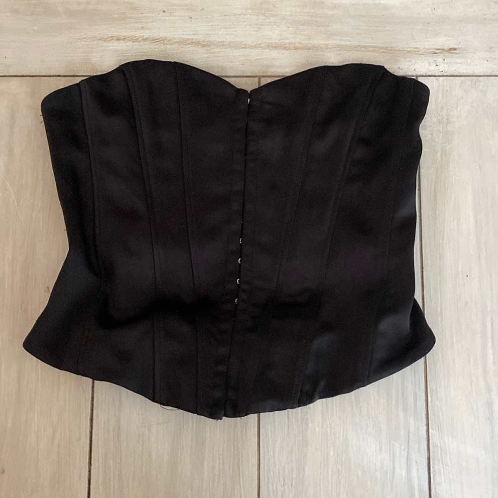 Zara Black Satin Bustier Top Small